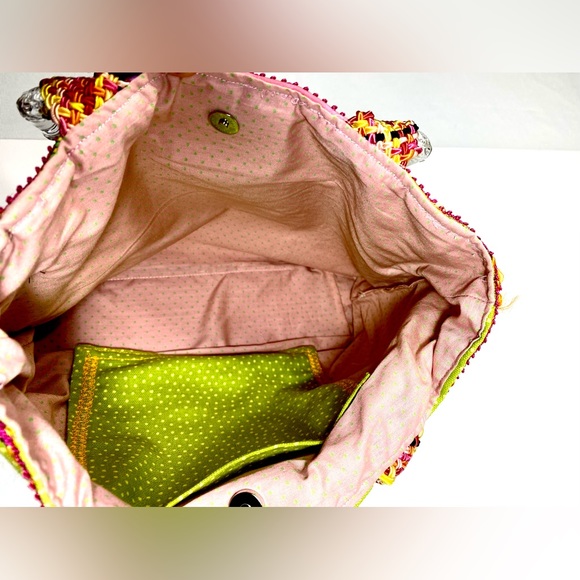 Cat Feline Canvas Multicolor Tote Bag Purse Embroidered Beads from Rose Clear - Picture 8 of 9